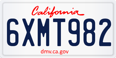 CA license plate 6XMT982