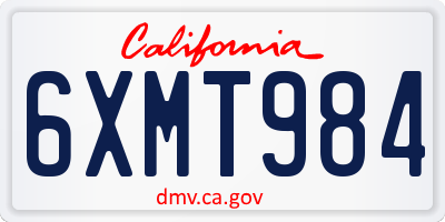CA license plate 6XMT984