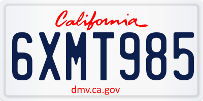 CA license plate 6XMT985