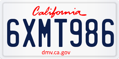 CA license plate 6XMT986