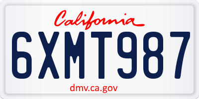 CA license plate 6XMT987
