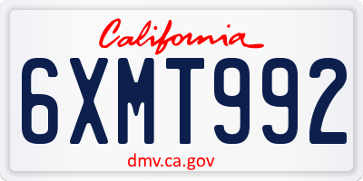 CA license plate 6XMT992