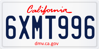 CA license plate 6XMT996