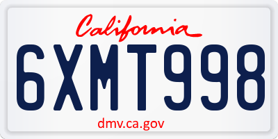 CA license plate 6XMT998
