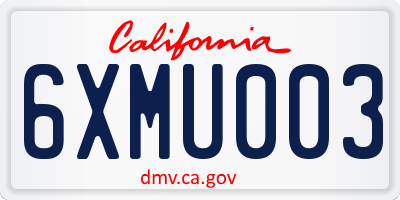CA license plate 6XMU003