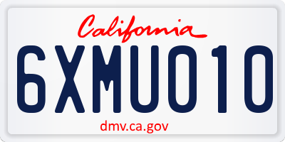 CA license plate 6XMU010