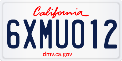 CA license plate 6XMU012