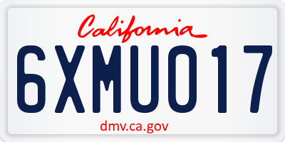 CA license plate 6XMU017
