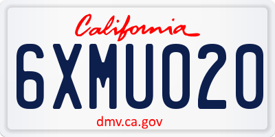 CA license plate 6XMU020