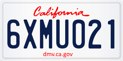 CA license plate 6XMU021
