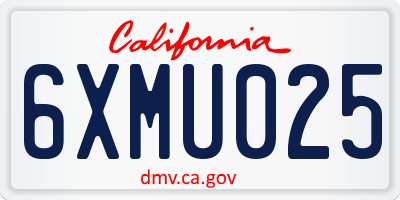 CA license plate 6XMU025