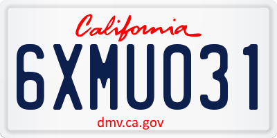 CA license plate 6XMU031