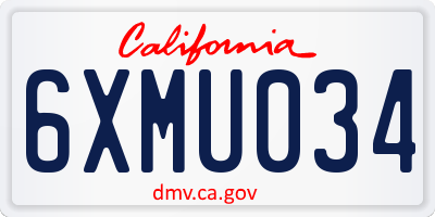 CA license plate 6XMU034