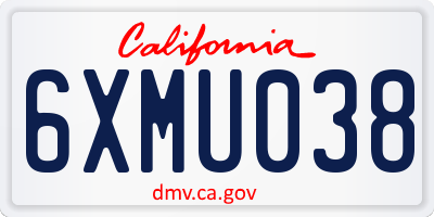 CA license plate 6XMU038