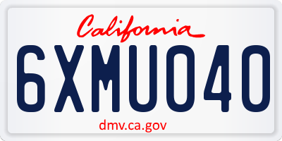 CA license plate 6XMU040