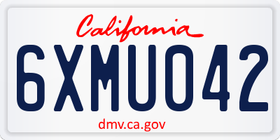 CA license plate 6XMU042