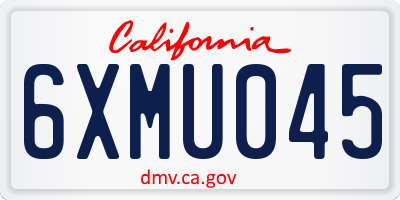CA license plate 6XMU045