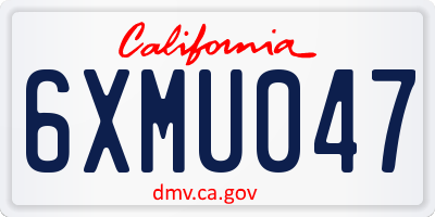 CA license plate 6XMU047