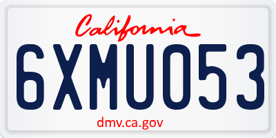 CA license plate 6XMU053