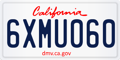 CA license plate 6XMU060