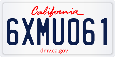 CA license plate 6XMU061