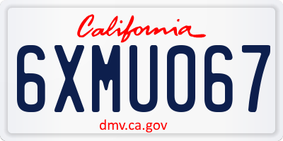 CA license plate 6XMU067