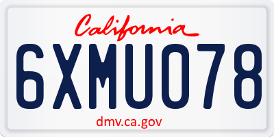CA license plate 6XMU078
