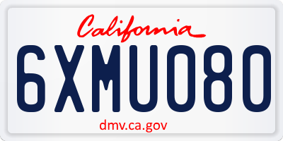 CA license plate 6XMU080
