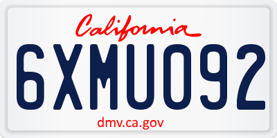 CA license plate 6XMU092