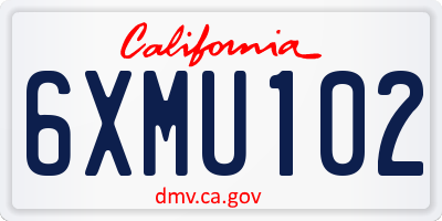 CA license plate 6XMU102