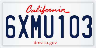 CA license plate 6XMU103