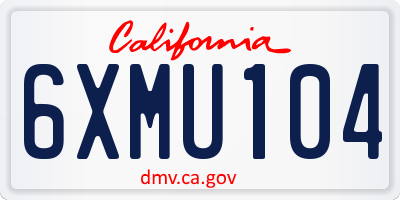 CA license plate 6XMU104