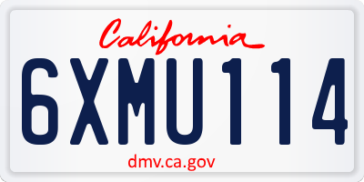 CA license plate 6XMU114