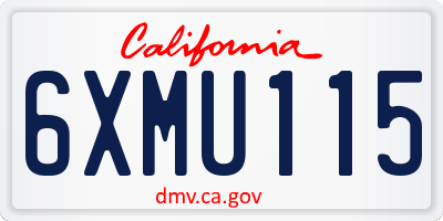 CA license plate 6XMU115