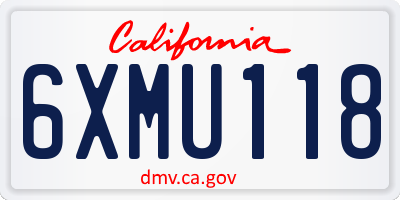 CA license plate 6XMU118