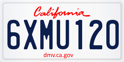 CA license plate 6XMU120