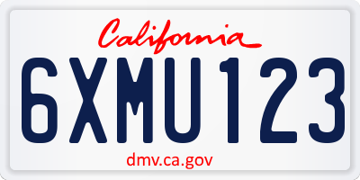 CA license plate 6XMU123