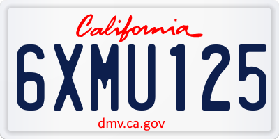 CA license plate 6XMU125