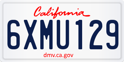 CA license plate 6XMU129