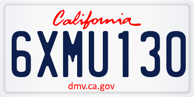CA license plate 6XMU130