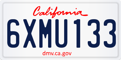 CA license plate 6XMU133