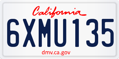 CA license plate 6XMU135