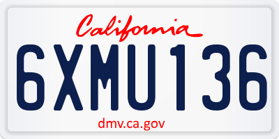 CA license plate 6XMU136