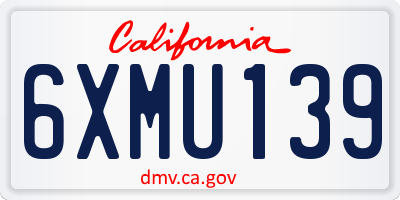 CA license plate 6XMU139