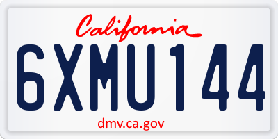 CA license plate 6XMU144
