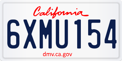 CA license plate 6XMU154