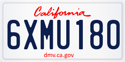 CA license plate 6XMU180