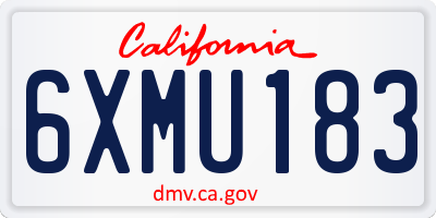 CA license plate 6XMU183