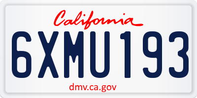 CA license plate 6XMU193