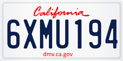 CA license plate 6XMU194